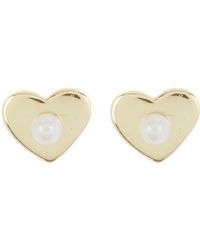 Argento Vivo Sterling Silver - Imitation Pearl Heart Stud Earrings - Lyst