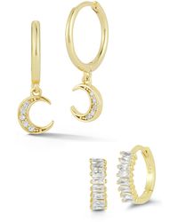 Glaze Jewelry - Sterling Silver & Cz Celestial Hoop Earrings Set - Lyst