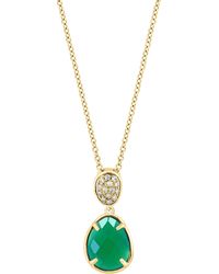 Effy - 14k Yellow Gold Pavé Diamond & Green Onyx Pendant Necklace - Lyst