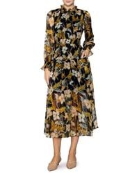 MELLODAY - Floral Ruffle Long Sleeve Chiffon Fit & Flare Dress - Lyst