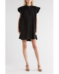 Madewell - Flutter Sleeve Button Front Poplin Minidress - Lyst
