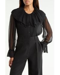 FRAME - The Tiered Statement Ruffle Collar Blouse - Lyst