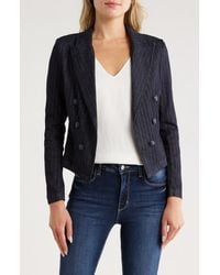 L'Agence - Wayne Pinstripe Double Breast Crop Jacket - Lyst