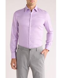 Duchamp - Slim Fit Textured Stretch Cotton Dress Shirt - Lyst