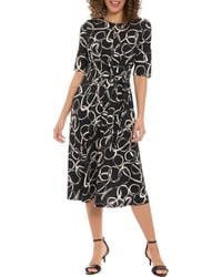 London Times - Elbow Length Sleeve Midi Fit & Flare Dress - Lyst