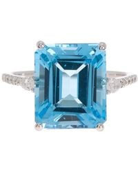 Effy - 14K Pave Diamond & Emerald Cut Topaz Ring - Lyst