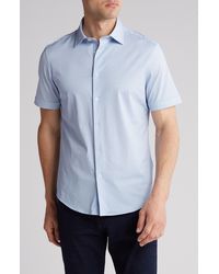 Bugatchi - Geo Print Stretch Short Sleeve Button-up Shirt - Lyst