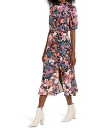 Mock Neck Long Sleeve Midi Dress 
