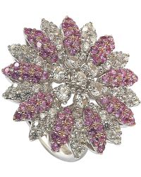 Suzy Levian - Sterling Silver & Pink Sapphire Flower Ring - Lyst