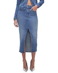 GOOD AMERICAN - Slit Front Denim Midi Skirt - Lyst