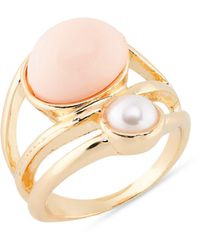 Nordstrom - Imitation Pearl Caged Band Ring - Lyst