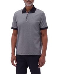 Bugatchi - Contrast Trim Zip Polo - Lyst