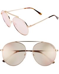 Tom Ford - Simone 58mm Gradient Mirrored Round Sunglasses - Lyst