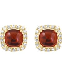 Effy - Garnet Cabochon & Diamond Halo Stud Earrings - Lyst