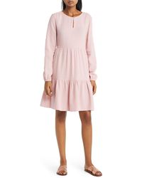 Beach Lunch Lounge - Cate Long Sleeve Tiered Cotton Gauze Dress - Lyst