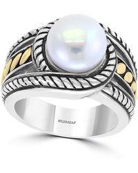 Effy - 18k Yellow Gold & Sterling Silver 10mm Freshwater Pearl Ring - Lyst
