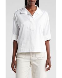 Ted Baker - Cropped-sleeve Stretch-cotton Shirt - Lyst