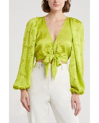 Ramy Brook - Briana Plunge Neck Tie Front Top - Lyst
