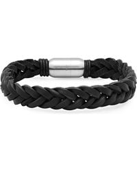 Steeltime - Braided Leather Bracelet - Lyst