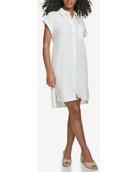 Calvin Klein - Short Sleeve Linen Blend Shirtdress - Lyst