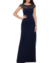 xscape ruched beaded gown