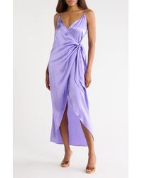 L'Agence - Amilia Silk Wrap Maxi Dress - Lyst