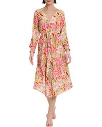 DONNA MORGAN FOR MAGGY - Floral Long Sleeve Button Front Maxi Dress - Lyst