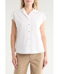 Vince - Cap Sleeve Cotton Button-Up Shirt - Lyst
