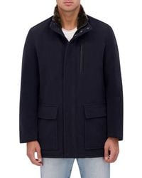 Cole Haan - Wool Blend Faux Fur Lined Stand Collar Jacket - Lyst