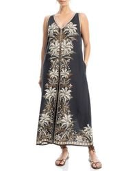 Max Studio - Border Print Sleeveless Maxi Dress - Lyst
