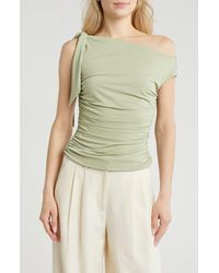 Wayf - Bow One-Shoulder Ruched Top - Lyst