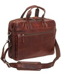 Mancini - Double Compartment Leather Briefcase - Lyst