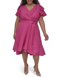 long sleeve red velvet dress plus size Unique Vintage Plus Size Merlot Striped Velvet Pleated Bust Swing Dres