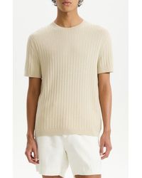 Theory - Cable Short Sleeve Cotton Blend Sweater - Lyst