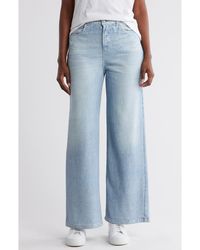 ecru - Mirage Denim Printed French Terry Wide Leg Pants - Lyst