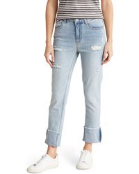 Seven7 - Distressed Fray Cuff Slim Straight Jeans - Lyst