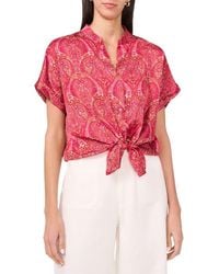 Halogen® - Textured Tie Front Shirt - Lyst