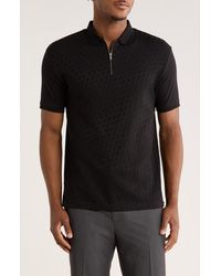 Denim and Flower - Textured Quarter Zip Knit Polo - Lyst