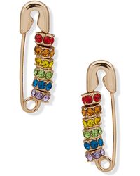 Karl Lagerfeld - Rainbow Crystal Safety Pin Earrings - Lyst