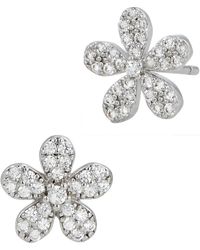 Savvy Cie Jewels - Cz Pavé Flower Stud Earrings - Lyst