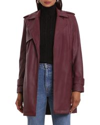 Bagatelle - Open Front Faux Leather Trench Coat - Lyst