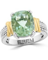 Effy - Sterling & 14K Oval Quartz & Diamond Ring - Lyst