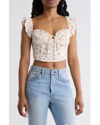 Blu Pepper - Floral Ruffle Crop Top - Lyst