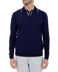 PINOPORTE - Johnny Collar Long Sleeve Wool Polo - Lyst