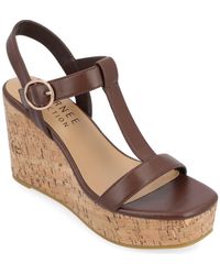 Journee Collection - Matildaa Tru Comfort T-Strap Platform Wedge Sandal - Lyst
