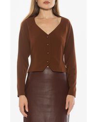 Alexia Admor - Delyra Back Belt Front Button Crop Top - Lyst