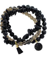 Panacea - Smokey Stone Stretch Bracelet Set - Lyst