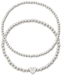 Adornia - Beaded Initial Charm Bracelet Set - Lyst