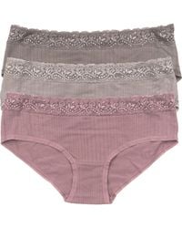 Felina - Lace Trim Modal Bikini Briefs - Lyst