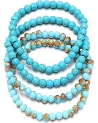 Adornia - Set Of 4 Reconstituted & Crystal Beaded Stretch Bracelets - Lyst